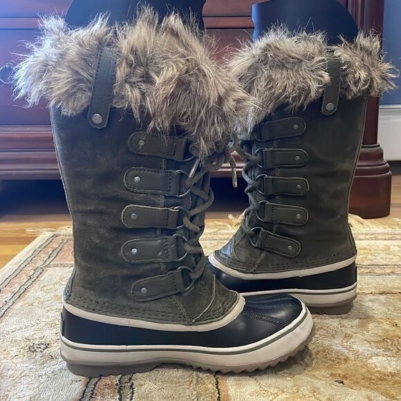 Sorel Joan of Arctic Warm Waterproof Green Suede Women’s Sz 6 Winter Snow Boots - Picture 3 of 12